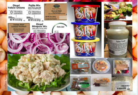 Salmonella onionsm salsa, dips, salads