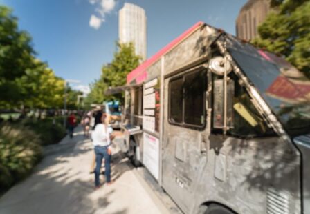 food truck serving customers at a festival