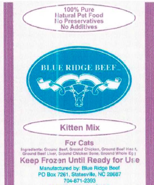 Blue Ridge Kitten Mix Salmonella Recall